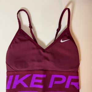Nike Pro Maroon Sports Bra with Purple Accents XS/S 0/2